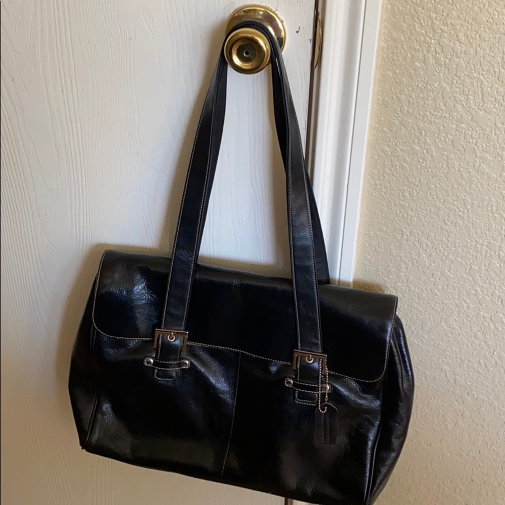 Anne Klein Black genuine leather Satchel purse